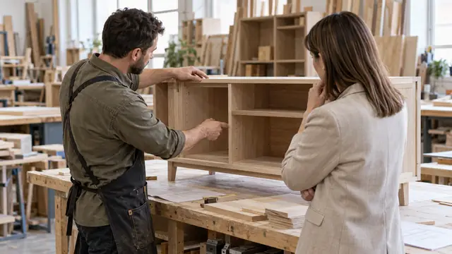 Inspection of the design of a furniture product together with the manufacturer